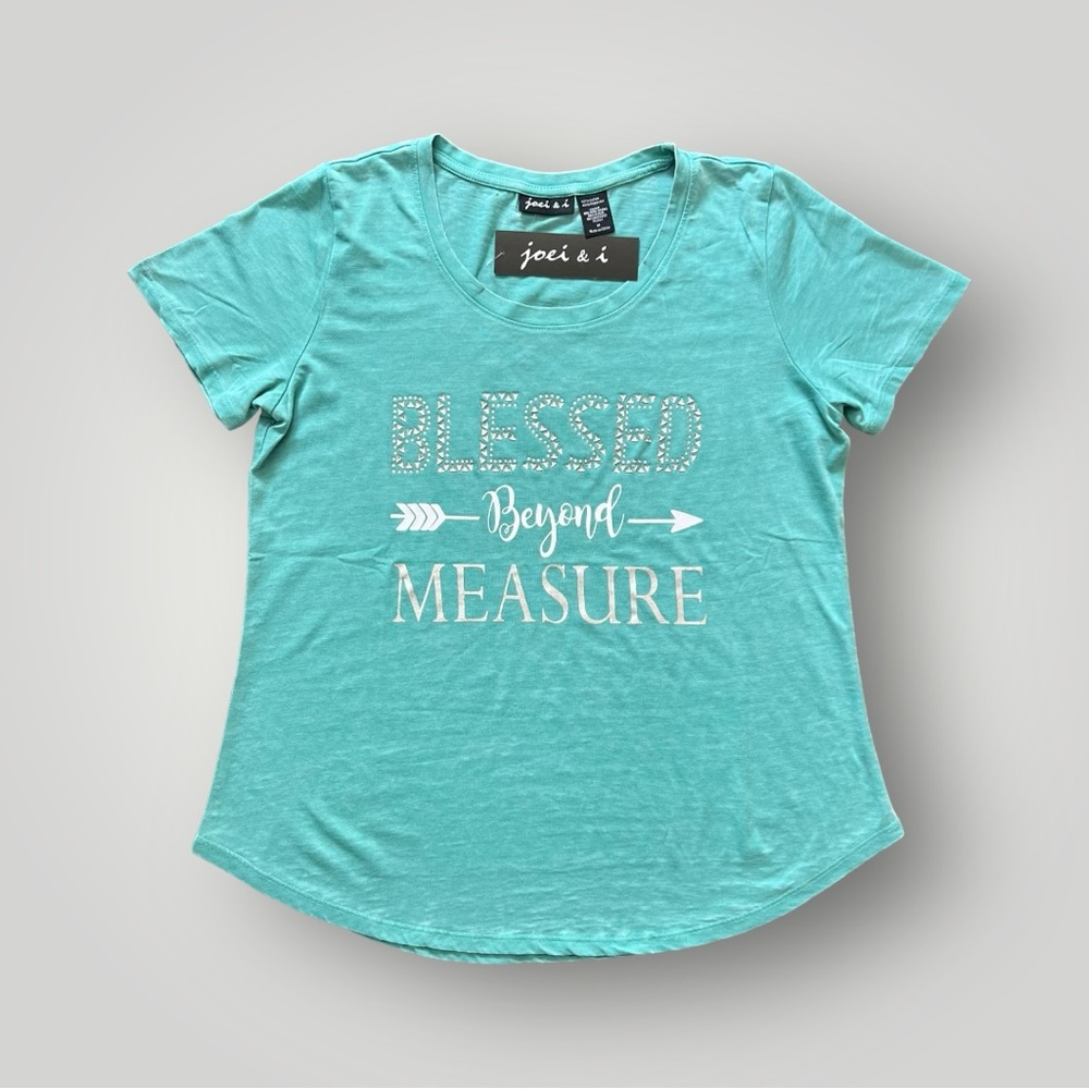 Blessed Beyond Measure Green Faith T-shirt Short Sleeve Adult Women Medium